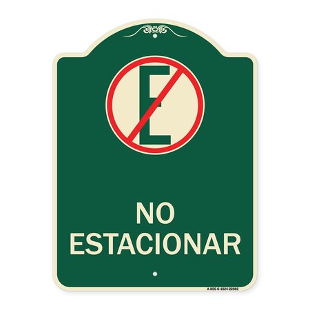 SIGNMISSION Spanish Parking No Estacionar No Parking W/ Graphic Heavy-Gauge Aluminum Sign, 24" H, G-1824-22882 A-DES-G-1824-22882
